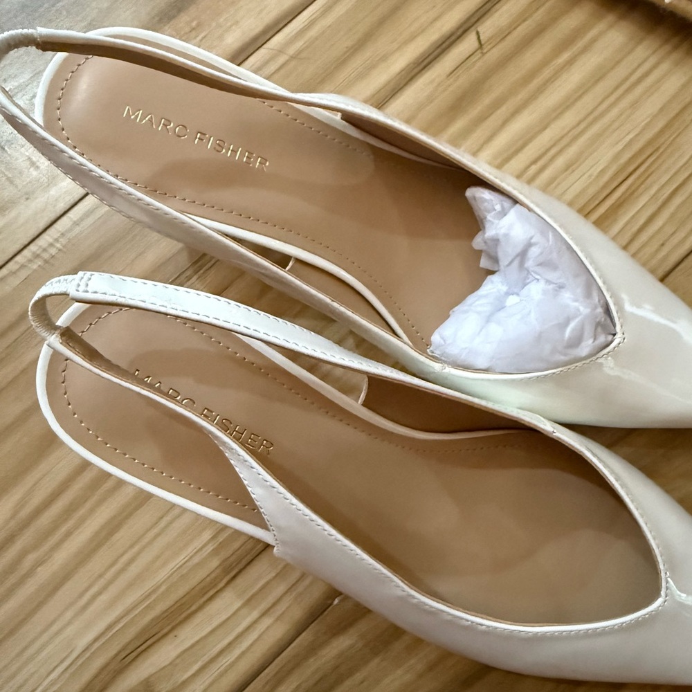 Marc Fisher Cream Slingback Heels - Picture 2 of 5